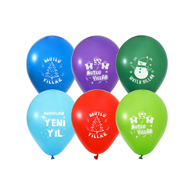 1+1 Yeni Yil Baskılı 12" Pastel Balon (100'lük)